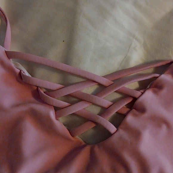 Criss-Cross Pink Bikini top - Picture 2 of 8